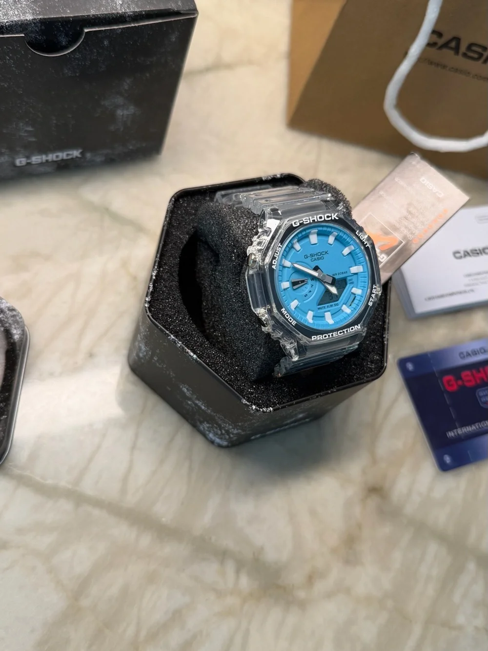 Casio G-Shock Clear, Blue Dial Resin Men's Watch